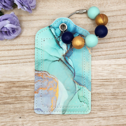 Luggage Tag-Mint & Gold Marble