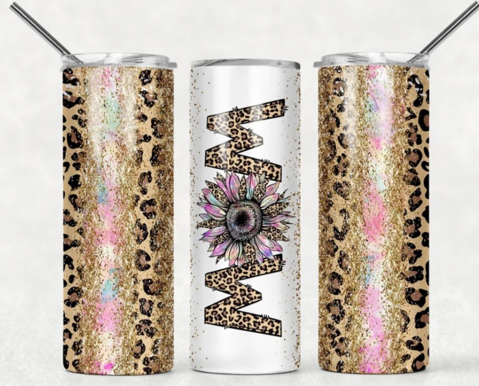Stainless Steel Tumbler 20oz - Mom Floral Leopard SF