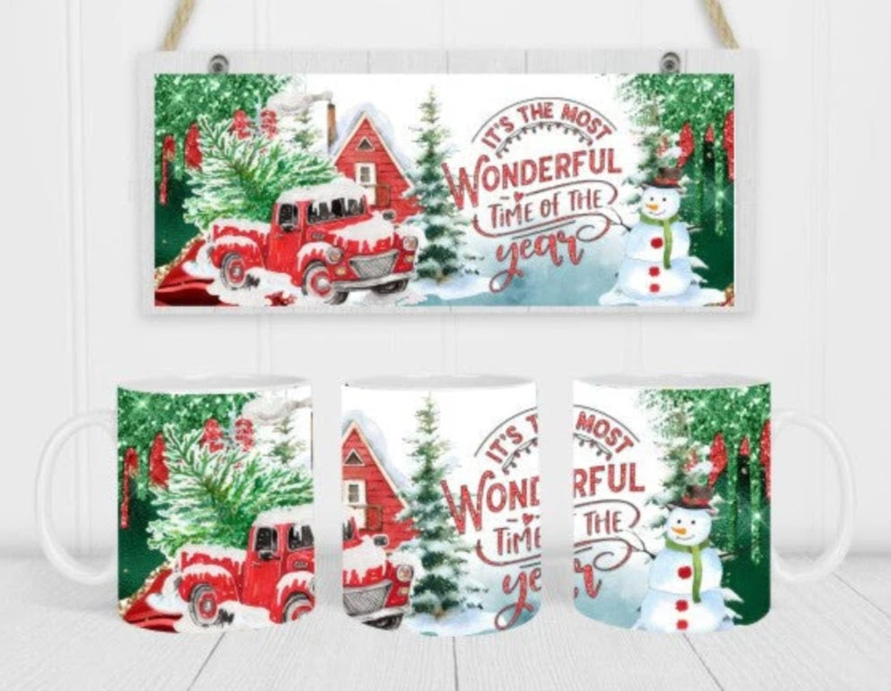 15oz Ceramic Mug-Most Wonderful Time of the Year Red Truck SF