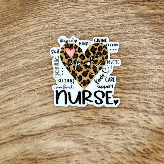 Bag Charm-Nurse Leopard Heart