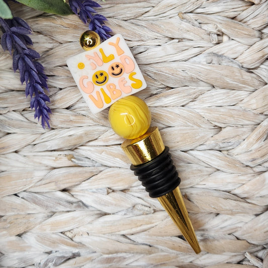 Wine Stopper-Only Good Vibes (Gold)