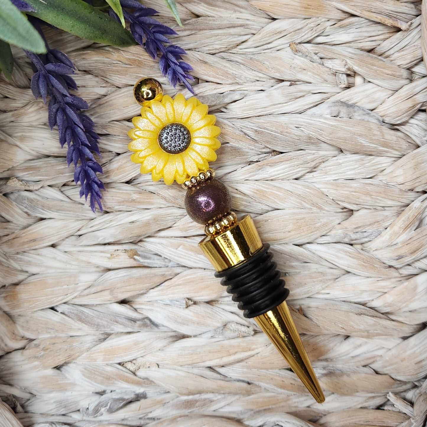 Wine Stopper-Opal Sunflower Yellow (Gold)