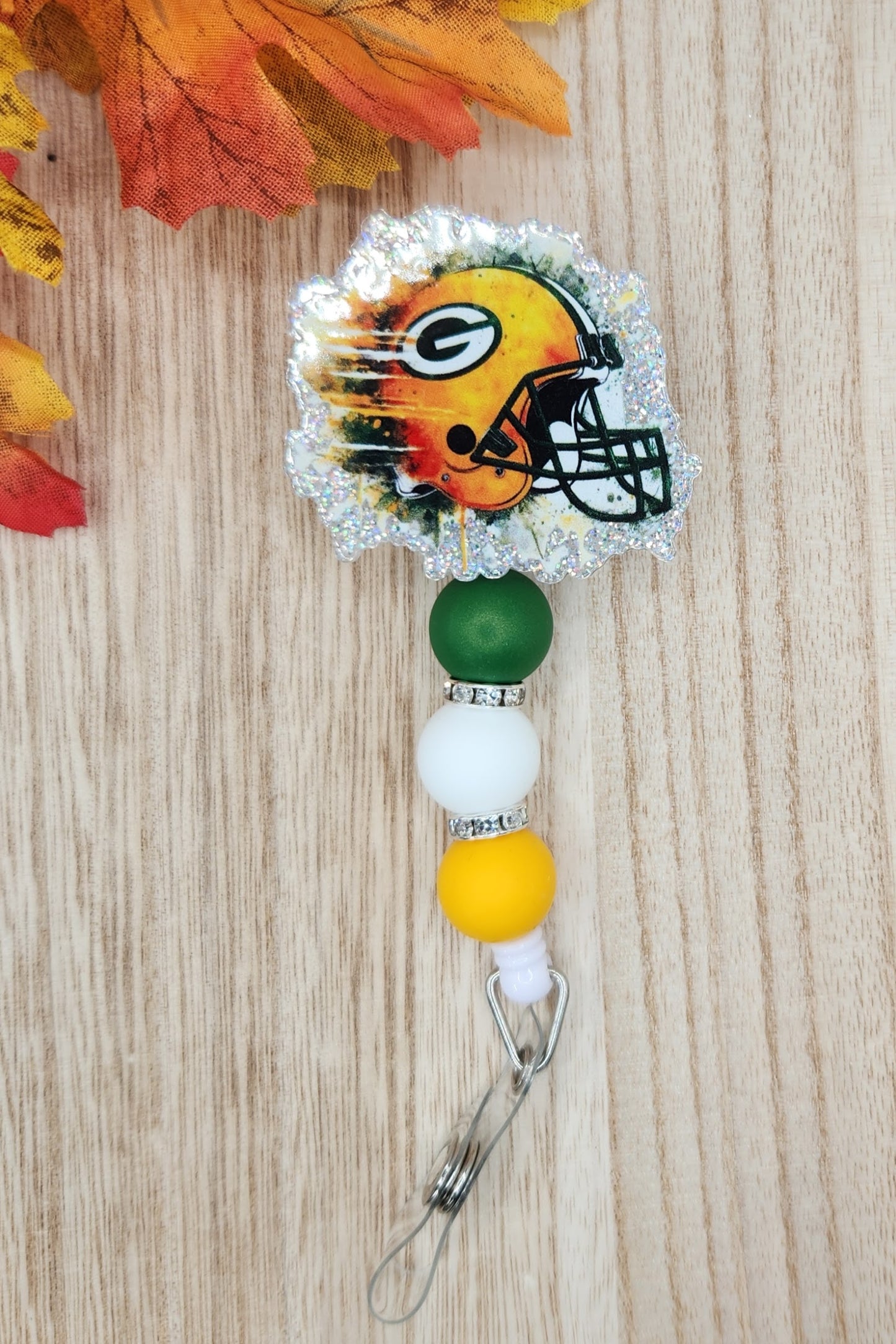 Badge Reel-Packers Helmet Glitter ET