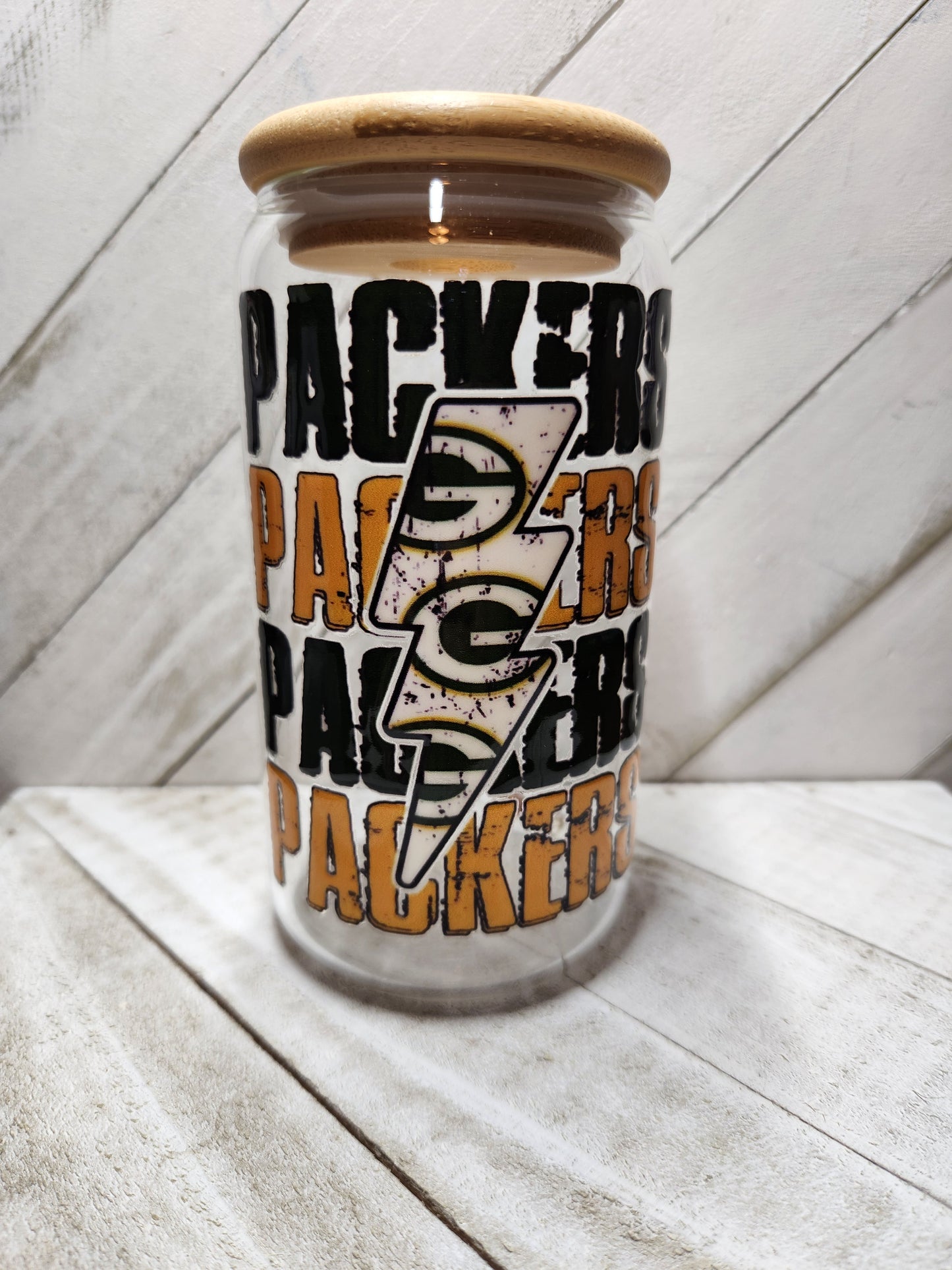 16oz Glass or Plastic Cup-Packers (Lightning Bolt)