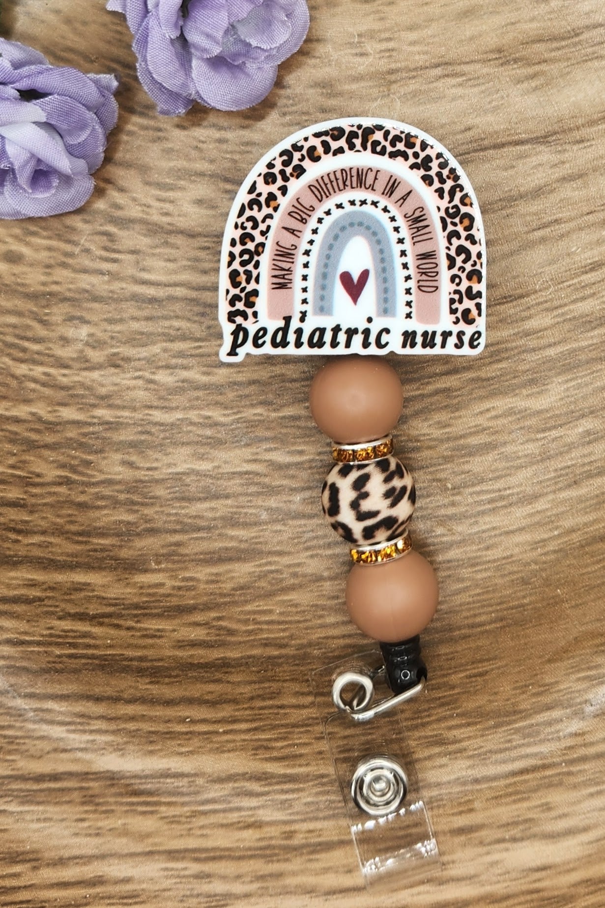 Badge Reel-Pediatric Nurse Rainbow (Boho)