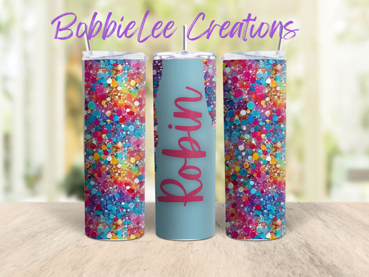 PERSONALIZED TUMBLER-*BLC CUSTOM DESIGN*-Bright Sequins (Seafoam)