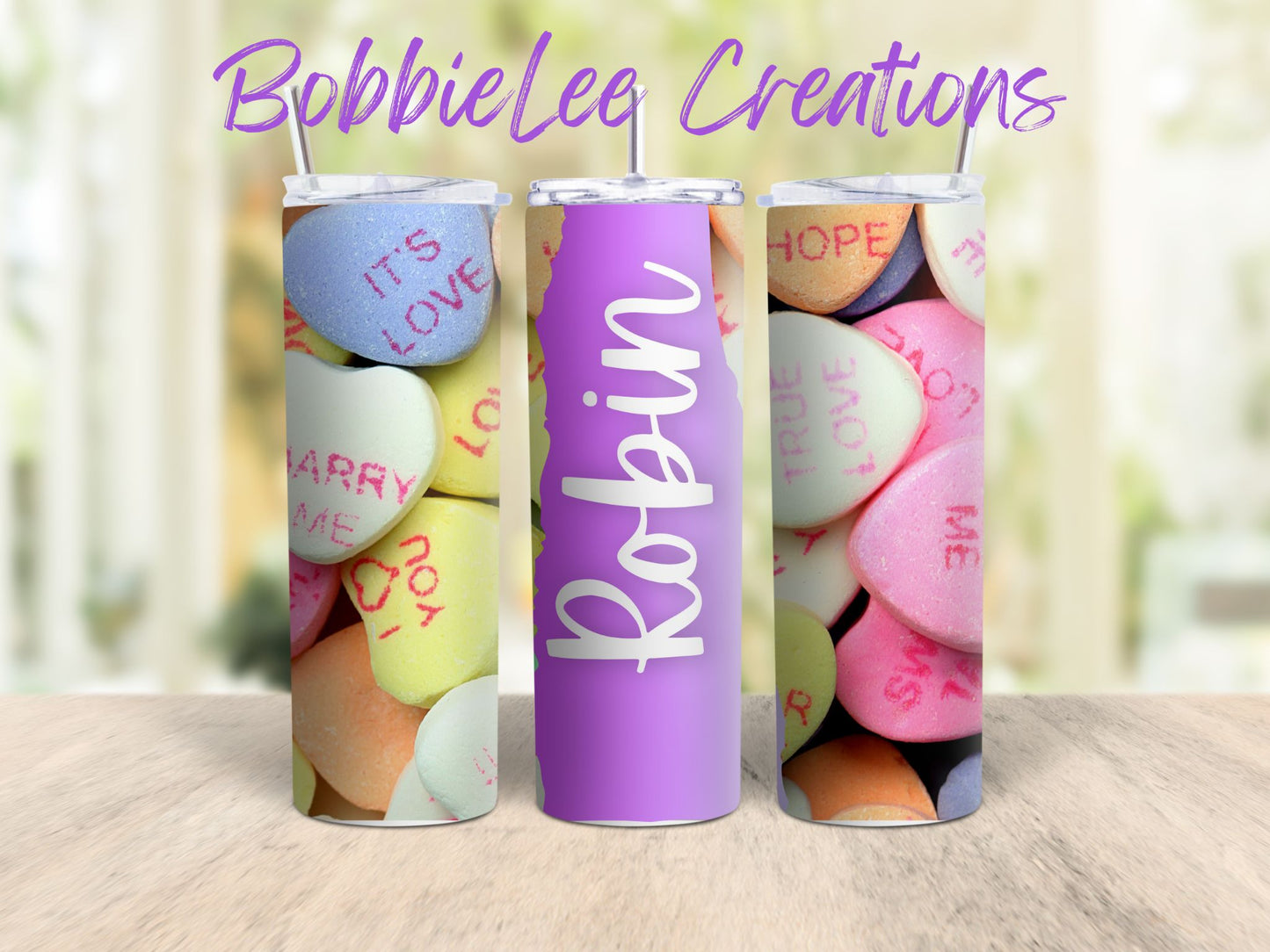 PERSONALIZED TUMBLER-*BLC CUSTOM DESIGN*-Candy Hearts