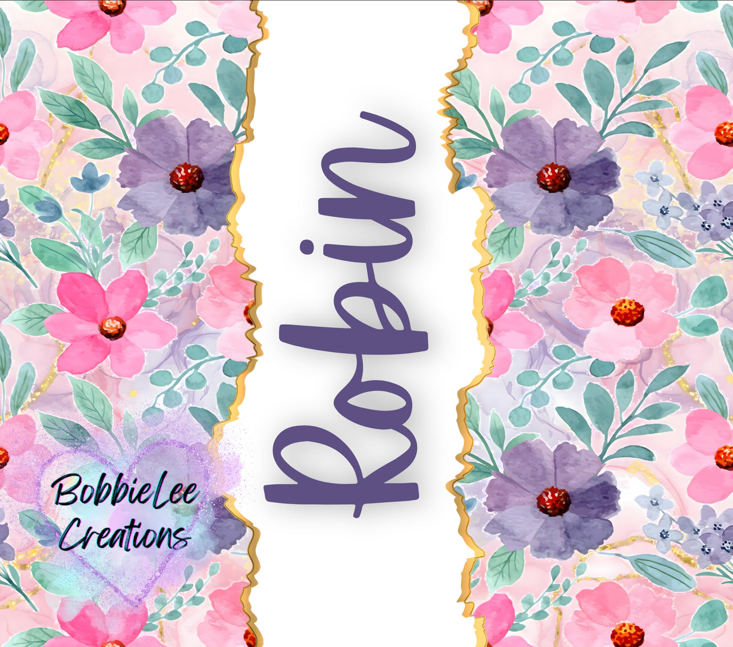 PERSONALIZED TUMBLER-*BLC CUSTOM DESIGN*-Purple & Pink Floral