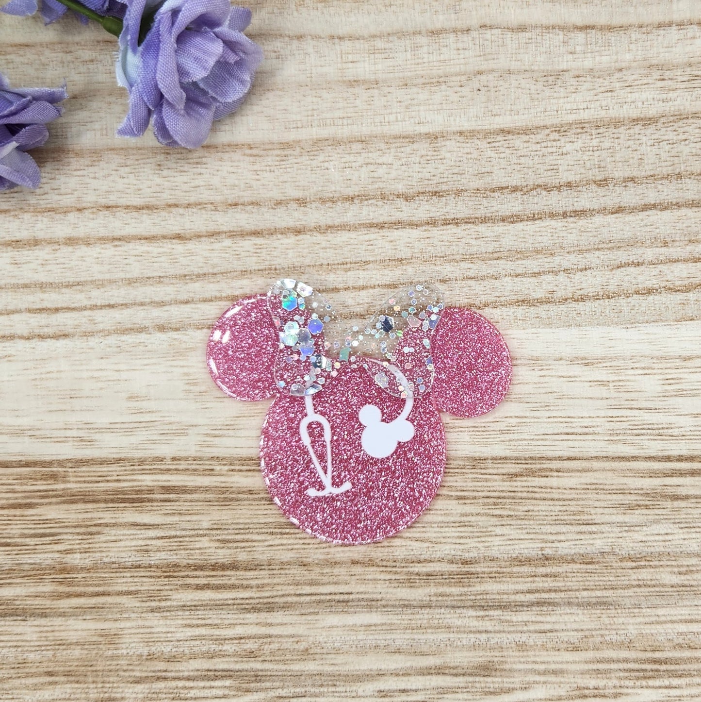 Flatback-Mouse Ears Stethoscope KK (Pink Glitter)