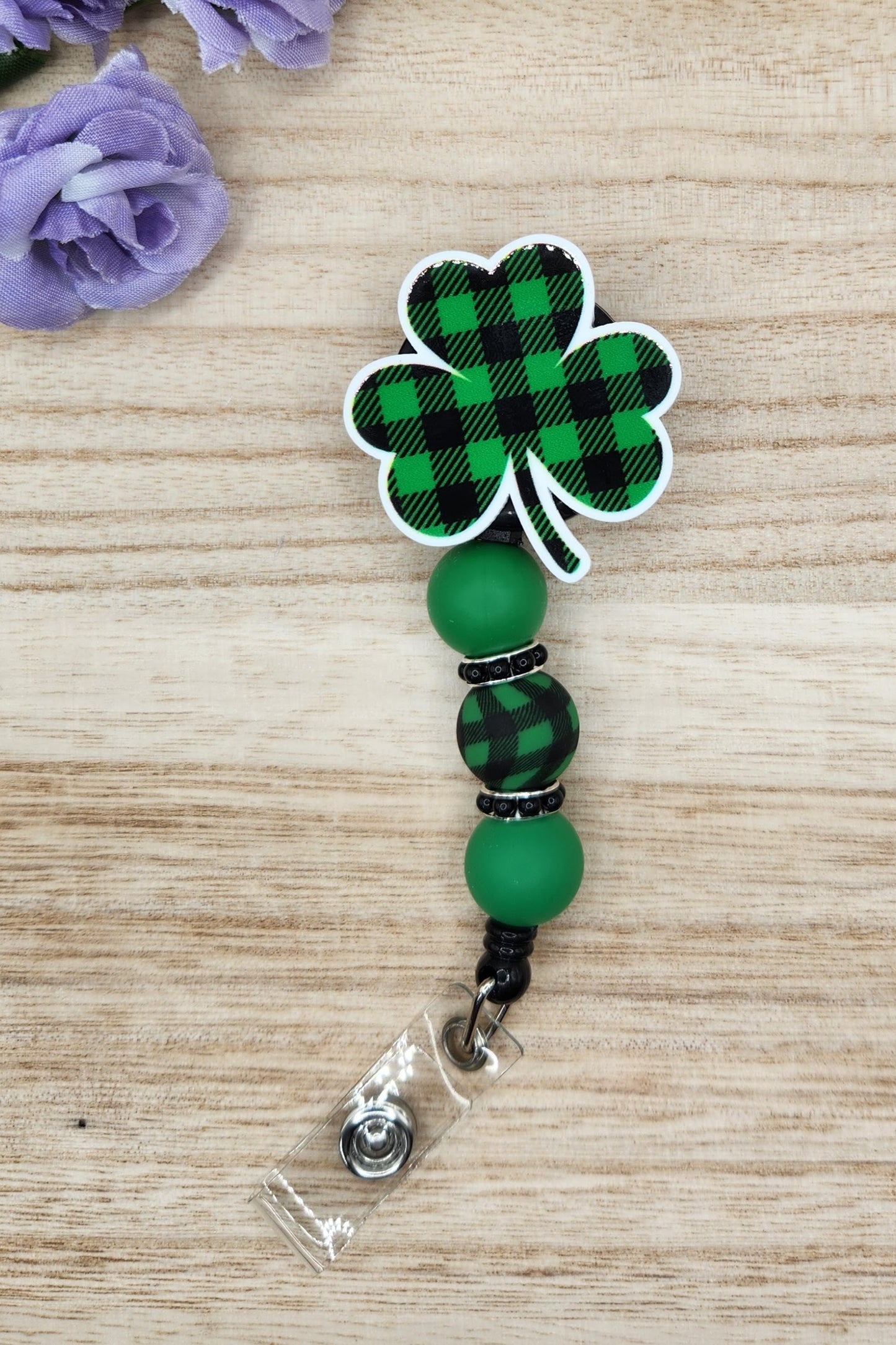 Badge Reel-Plaid Shamrock SP001