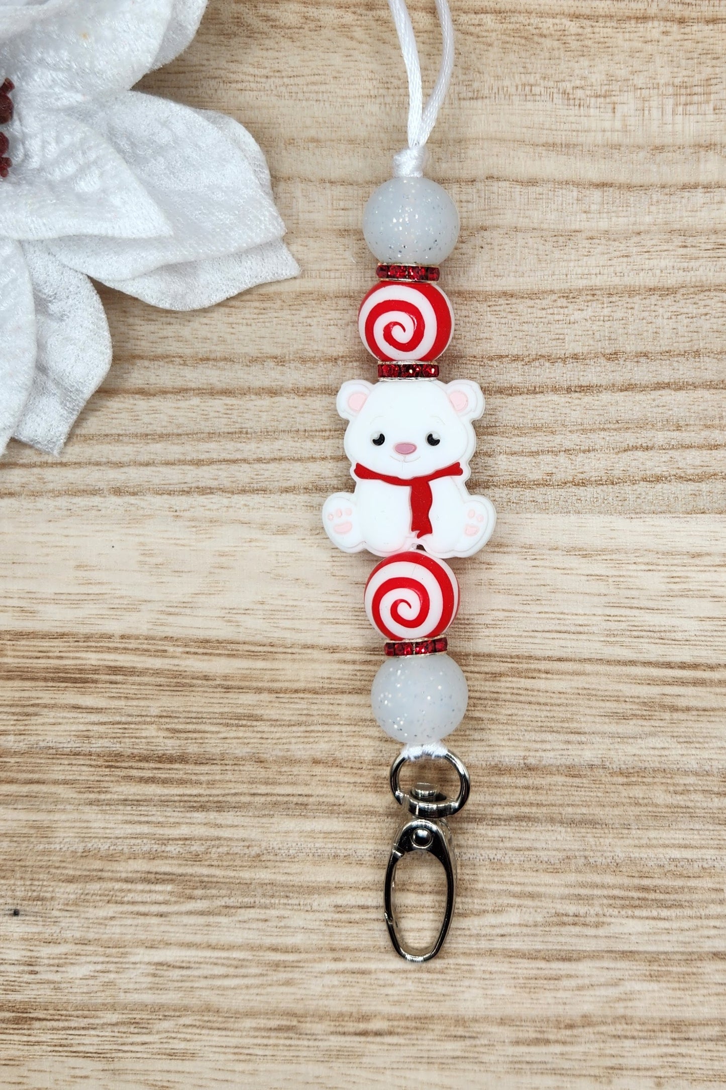 Lanyard-Polar Bear (Red Swirl)