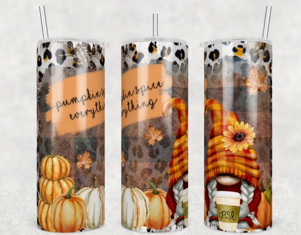 Stainless Steel Tumbler 20oz - Pumpkin Spice Gnome SF