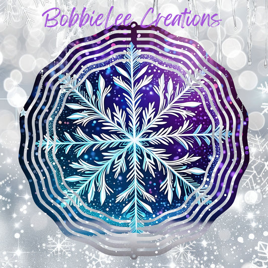 Wind Spinner 8" - Purple & Teal Snowflake