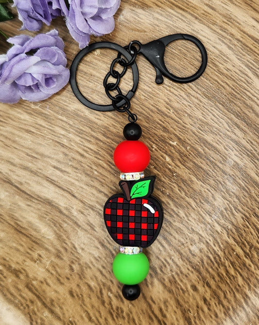 Keychain-Red Plaid Apple