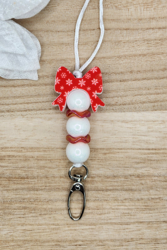 Lanyard-Red Snowflake Bow