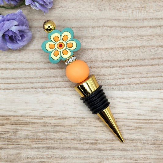 Wine Stopper-Retro Daisy-Mango (Gold)