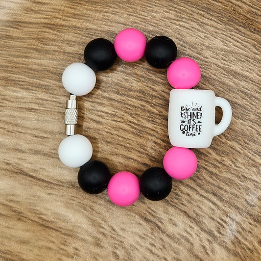 Cup Charm-Rise and Shine it's Coffee Time (Hot Pink)