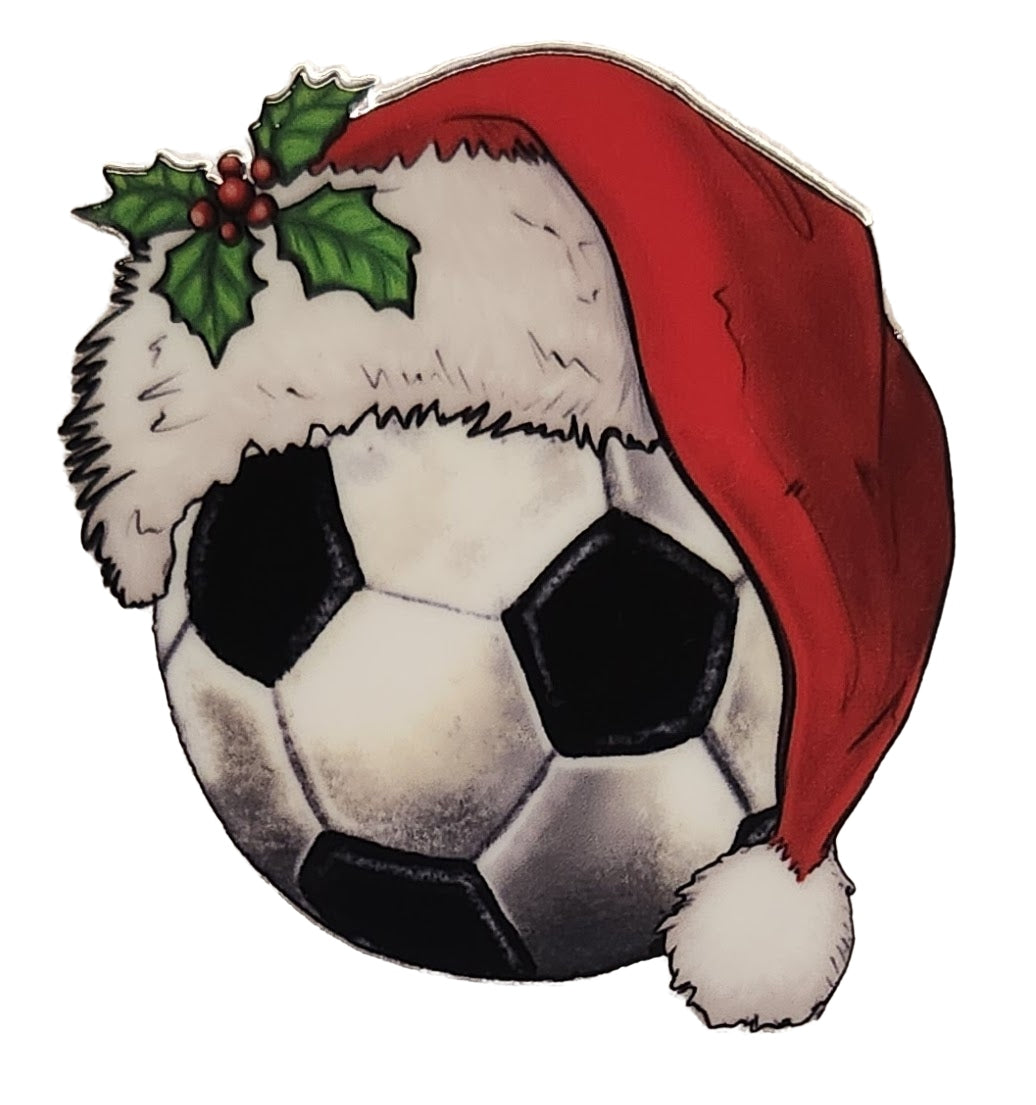 Acrylic Ornament-Santa Hat Soccer Ball KKC