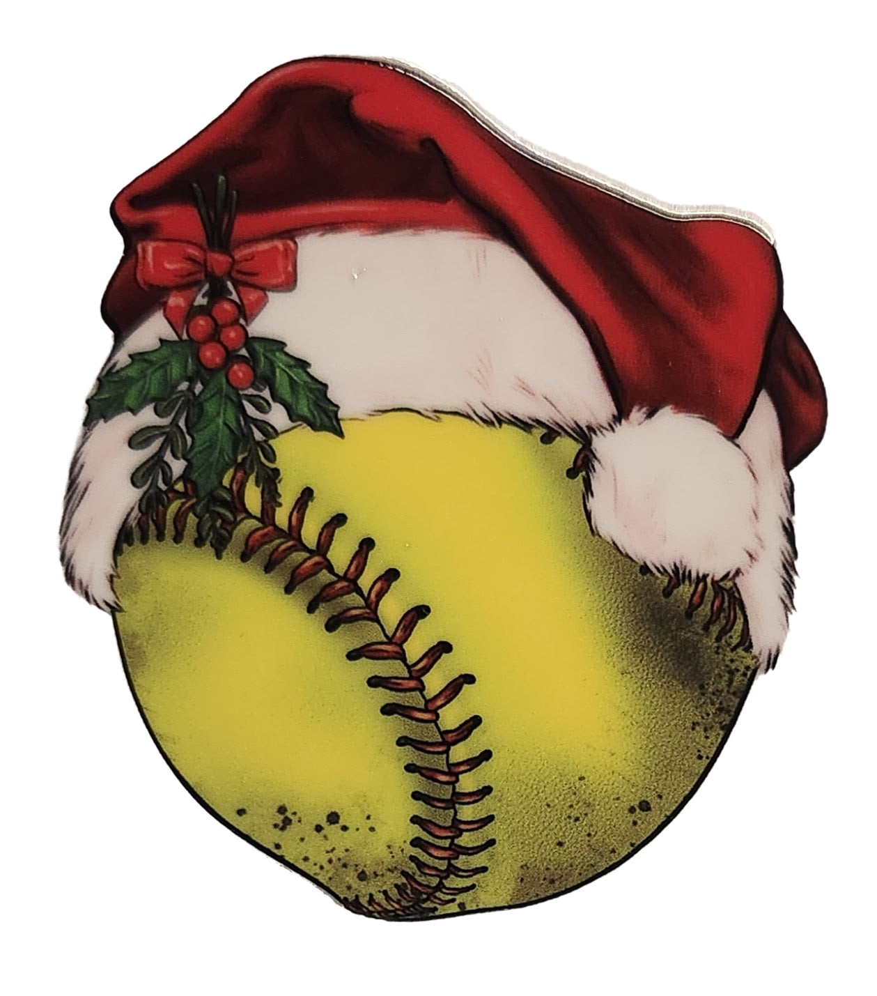 Acrylic Ornament-Santa Hat Softball KKC