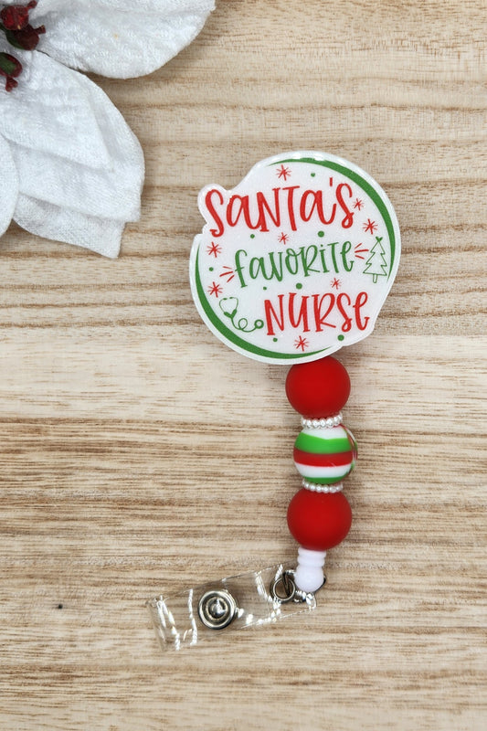 Badge Reel-Santa's Favorite Nurse KKC