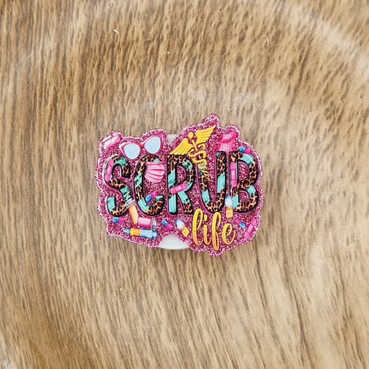 Bag Charm-Scrub Life Glitter (Hot Pink)