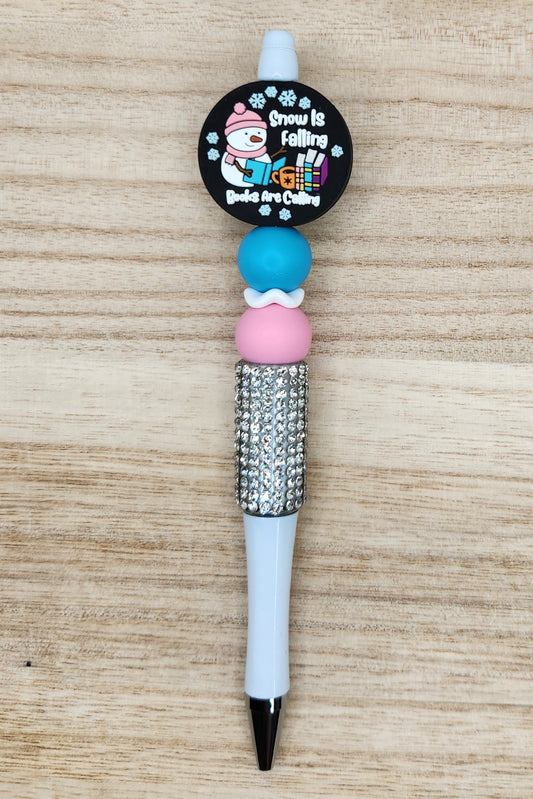 Half Rhinestone Pen-Snow is Falling Books are Calling