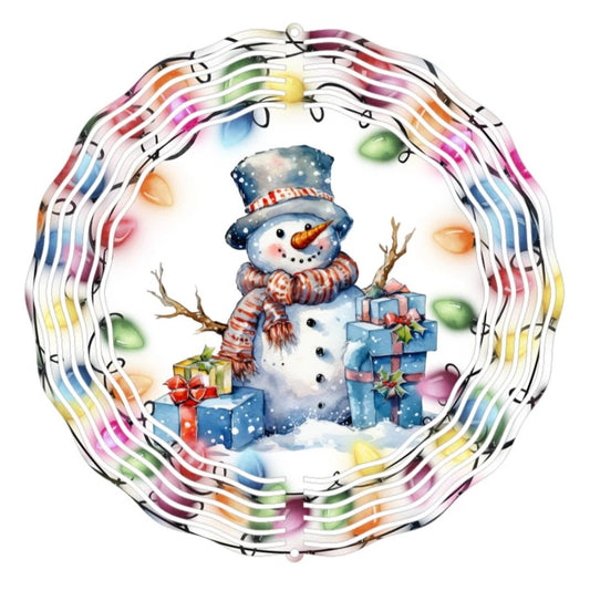 Wind Spinner 8" - Snowman (Christmas Lights)