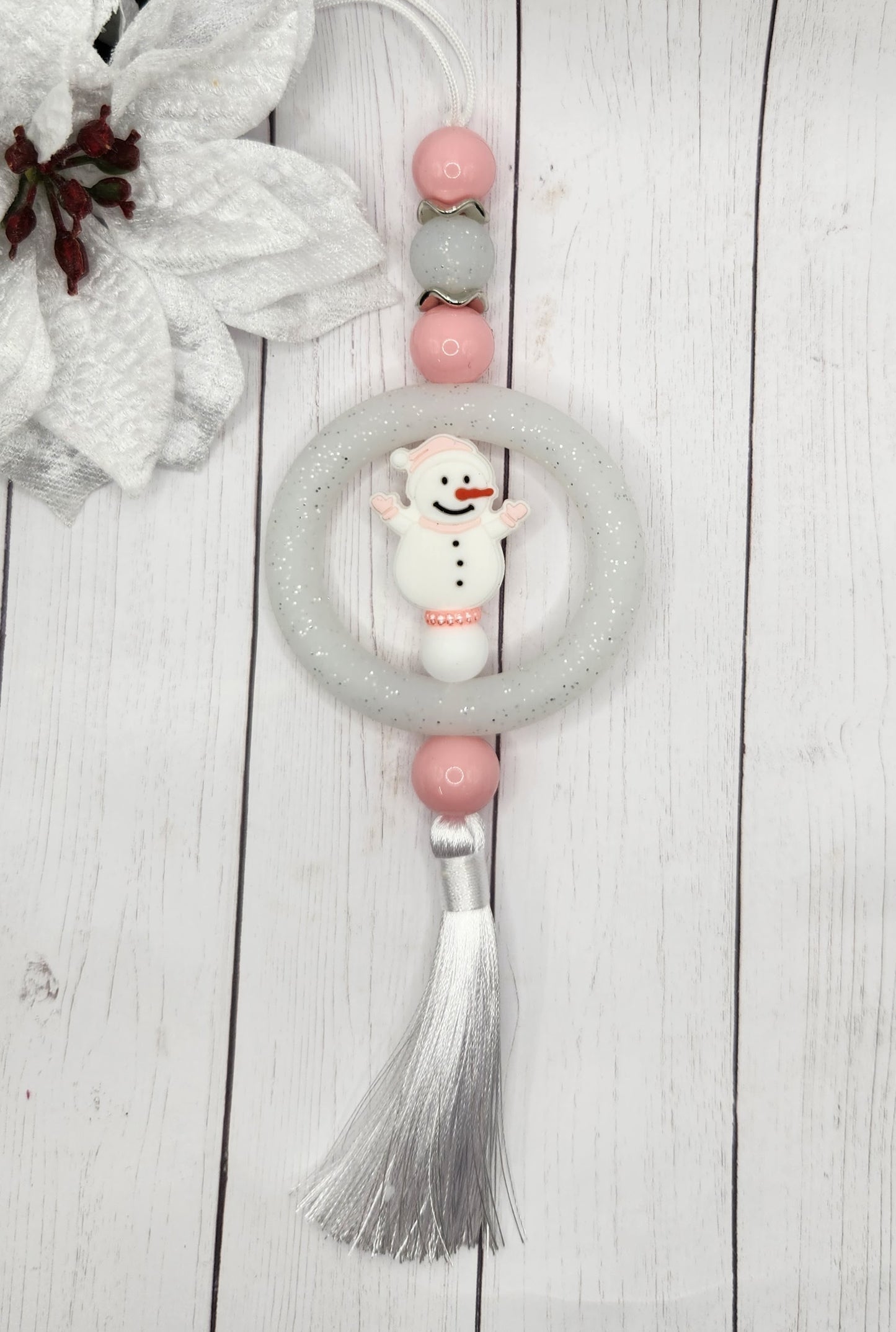 Car Charm-Snowman (Pink)