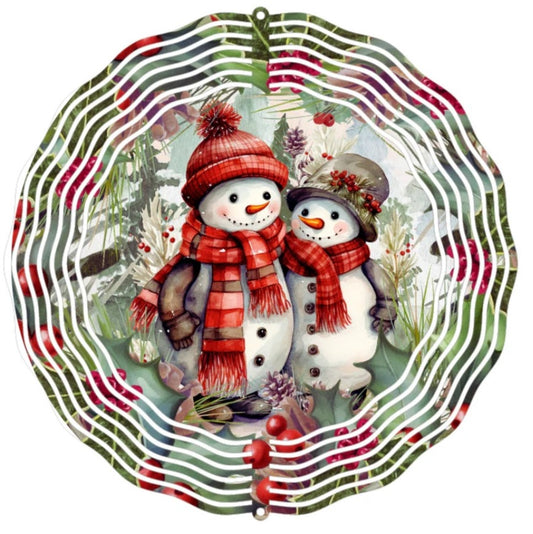 Wind Spinner 8" - Snowmen (Red Berries)