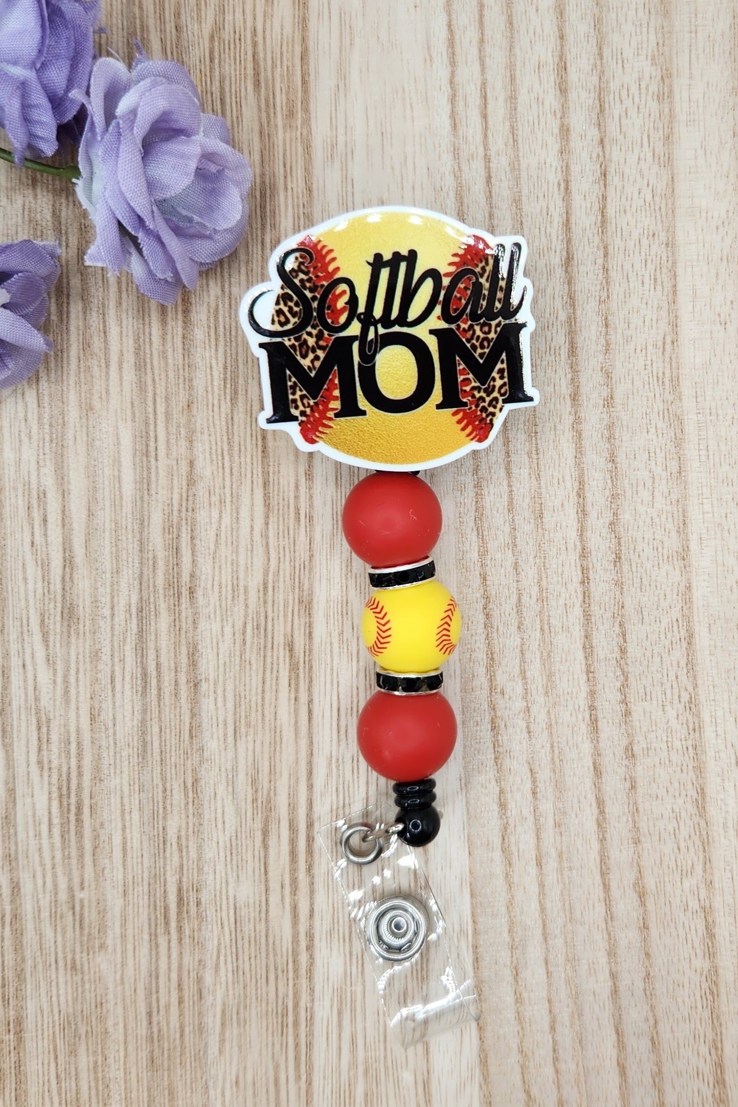 Badge Reel-Softball Mom WL