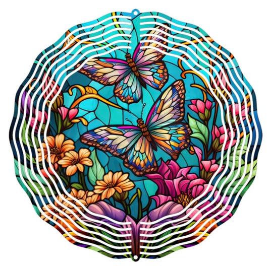 Wind Spinner 8" - Stained Glass Butterflies