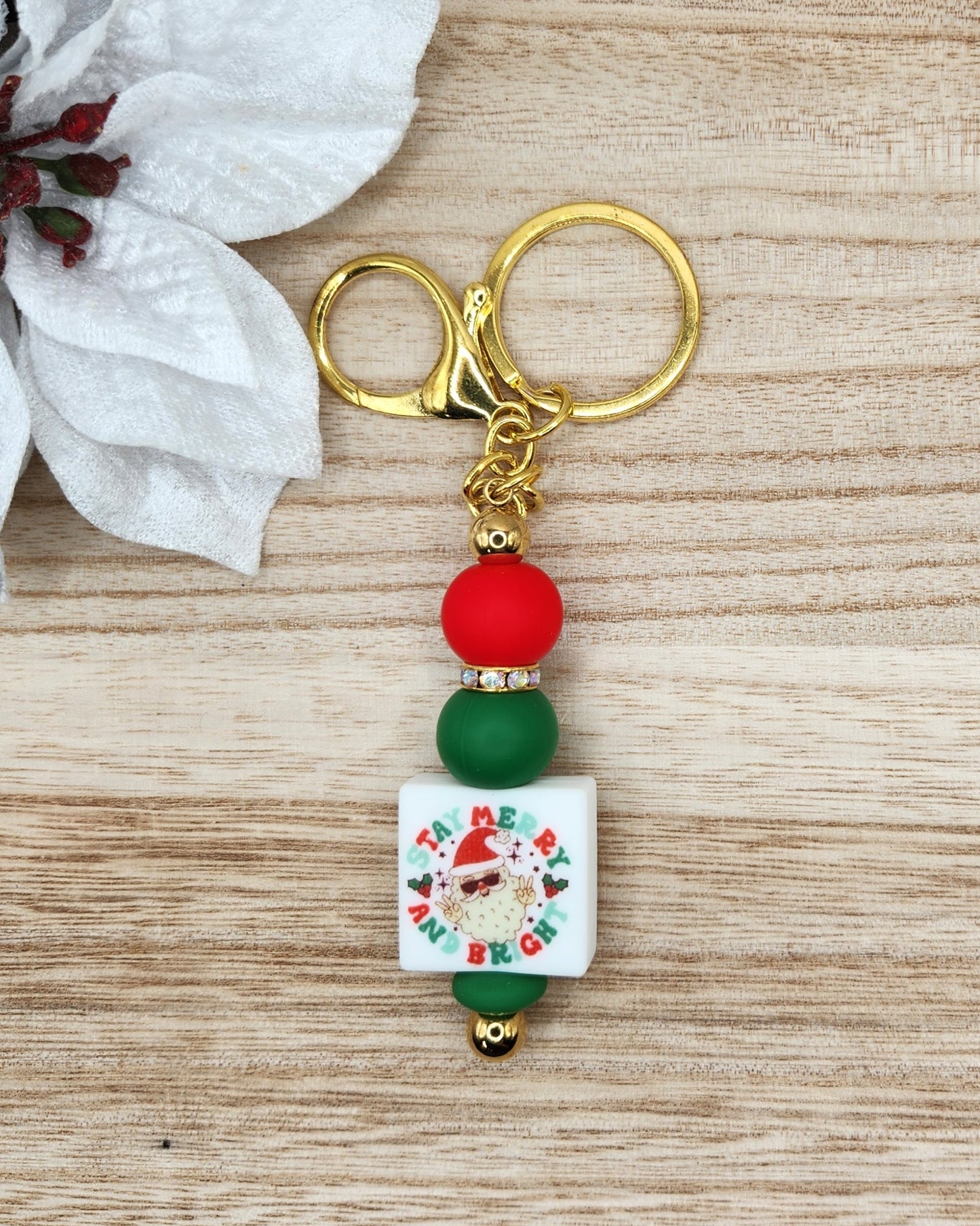 Keychain-Stay Merry and Bright Santa