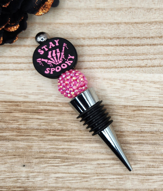 Wine Stopper-Stay Spooky Pink (Silver)