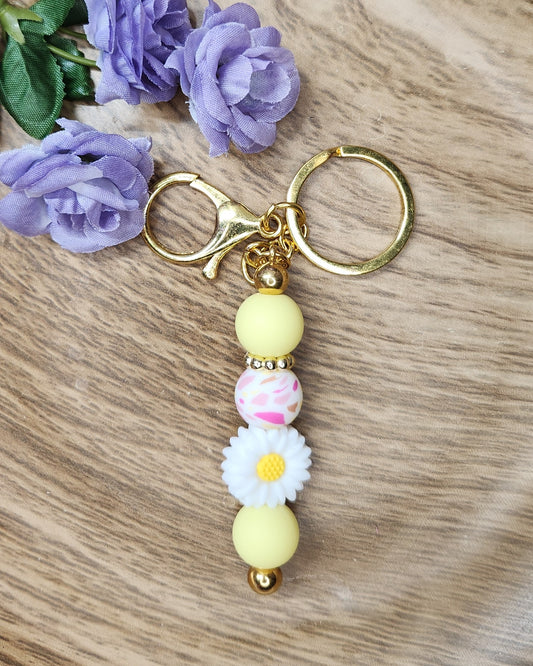 Keychain-Sunset Terrazzo White Daisy