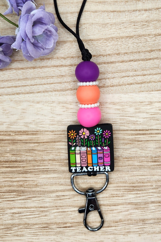 Lanyard-Teacher Floral Books