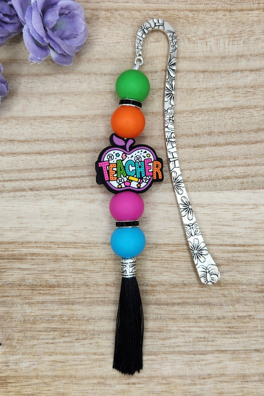 Bookmark-Teacher Neon Apple