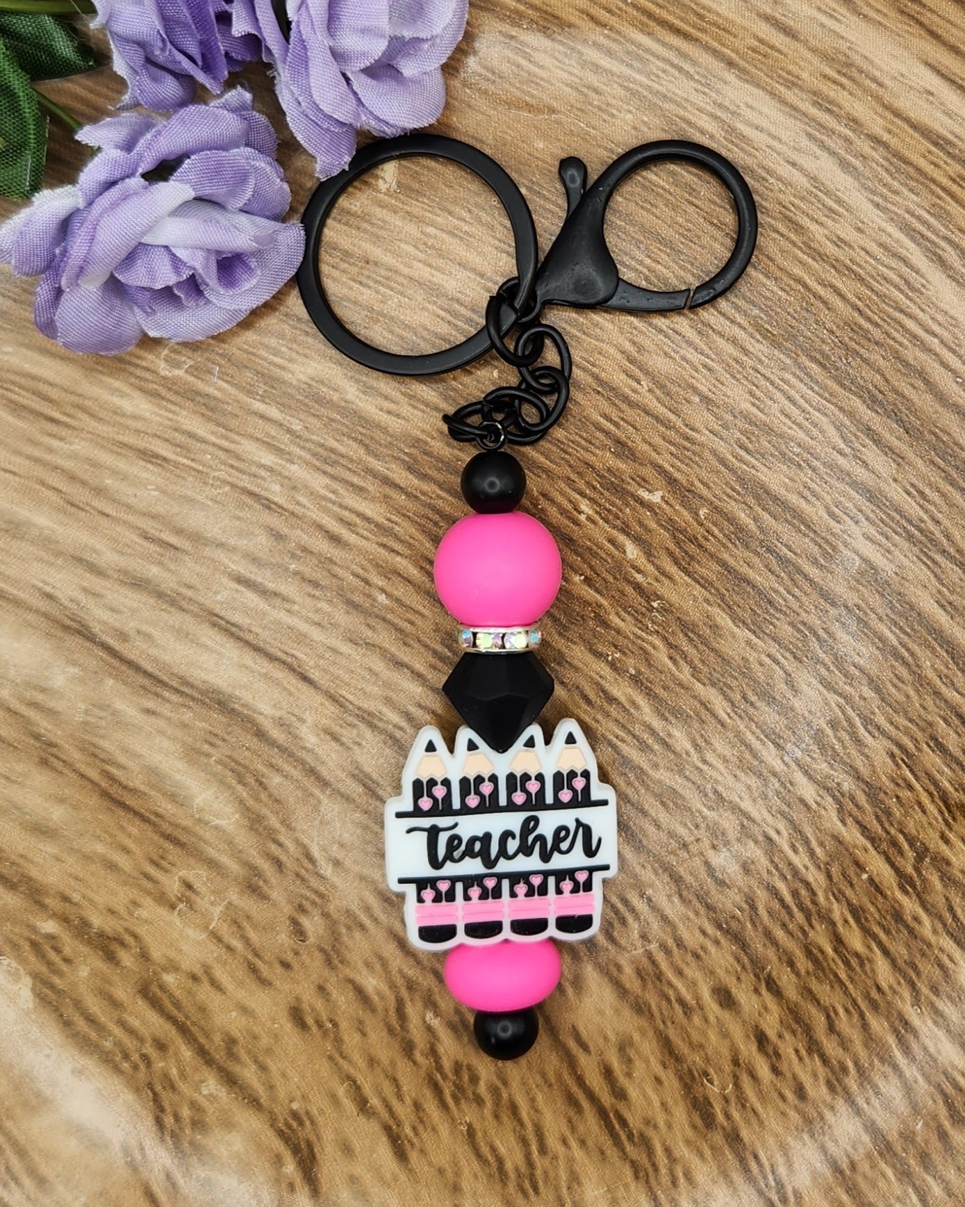 Keychain-Teacher Pencils (Hot Pink)