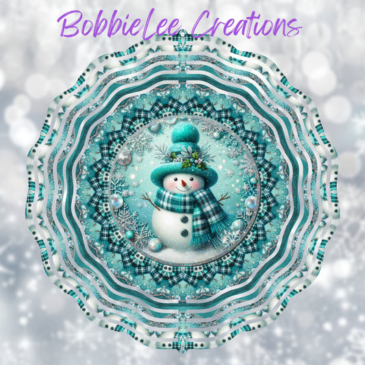 Wind Spinner 8" - Teal Snowman
