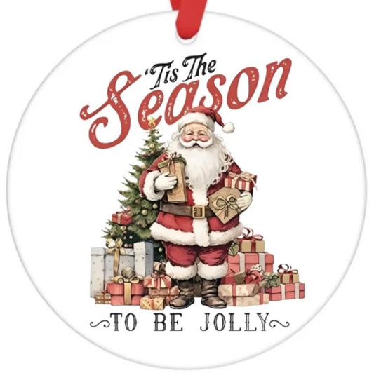 Acrylic Ornament-Tis the Season to Be Jolly Santa SF