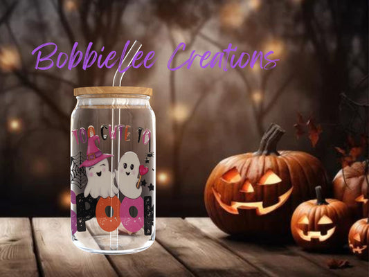 16oz Glass or Plastic Cup - Too Cute to Spook MC