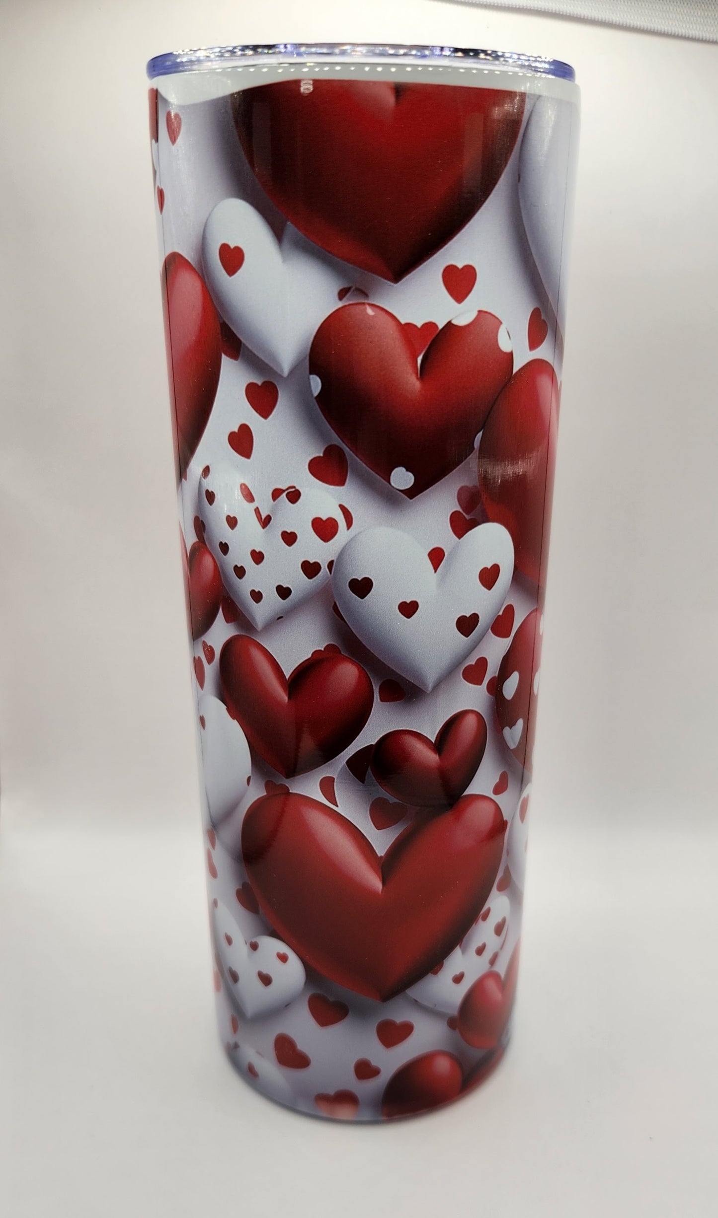 Stainless Steel Tumbler 20oz - Valentine Red & White Hearts SF