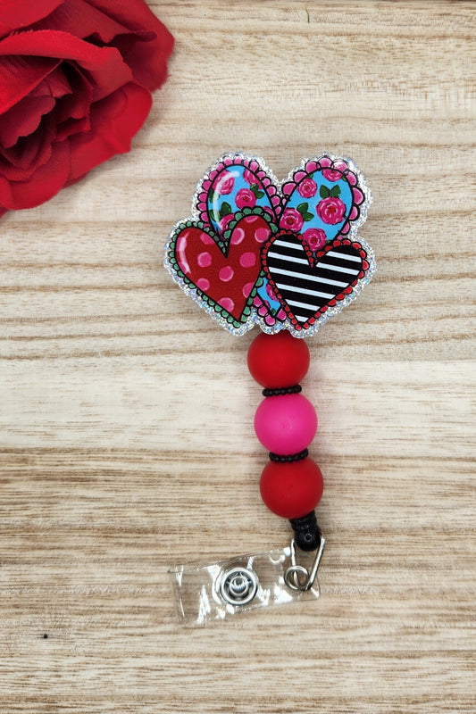 Badge Reel-Valentine Heart Trio