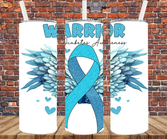 Stainless Steel Tumbler 20oz - Warrior Diabetes Awareness SF