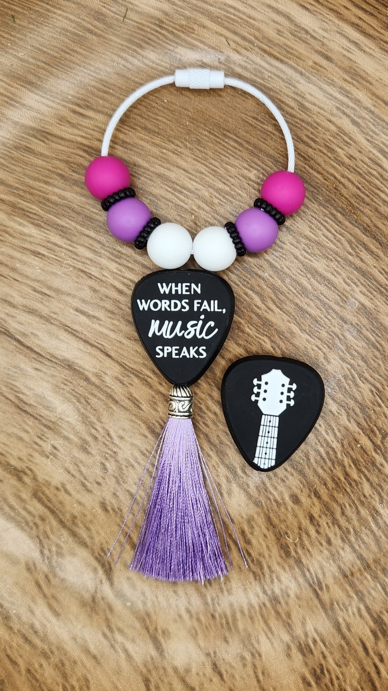 Bag Tag-When Words Fail Music Speaks (Purple)