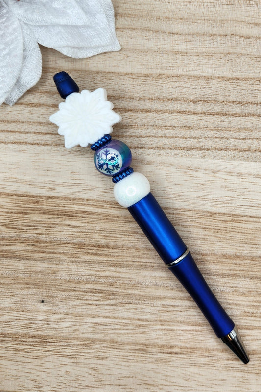 Pen-White Snowflake (Royal Blue)