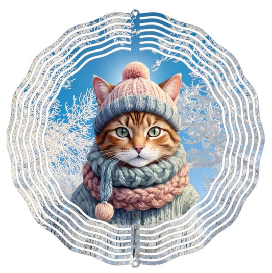 Wind Spinner 8" - Winter Cat in Sweater