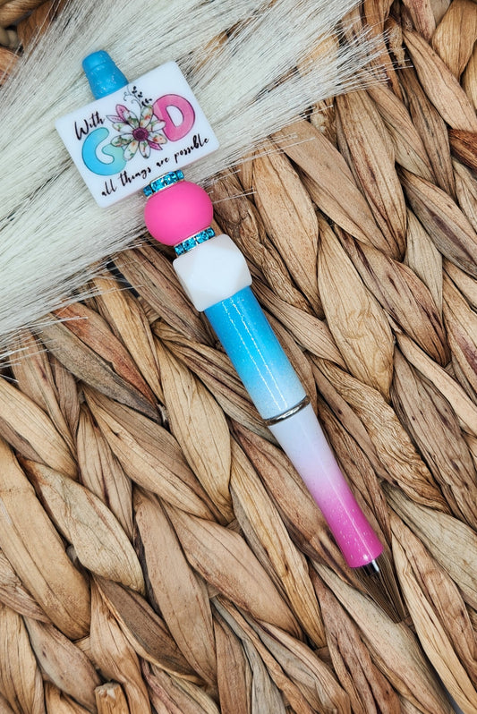 Pen-With God All Things Are Possible (Blue & Pink)