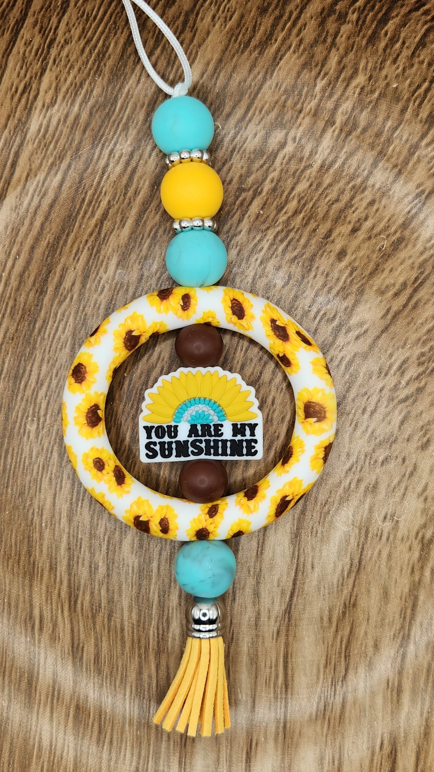 Car Charm-You Are My Sunshine (Turquoise Sunflower)